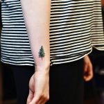 Little pine tree tattoo on the wrist