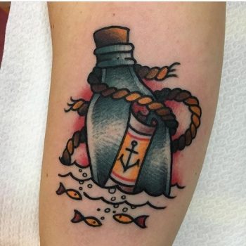 Message in a bottle tattoo by jeroen van dijk