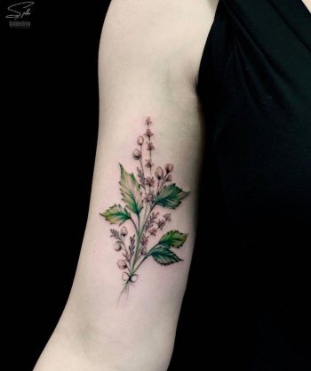 Mint leaves tattoo