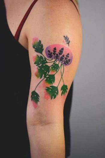 Monstera jellyfish tattoo by joanna Świrska