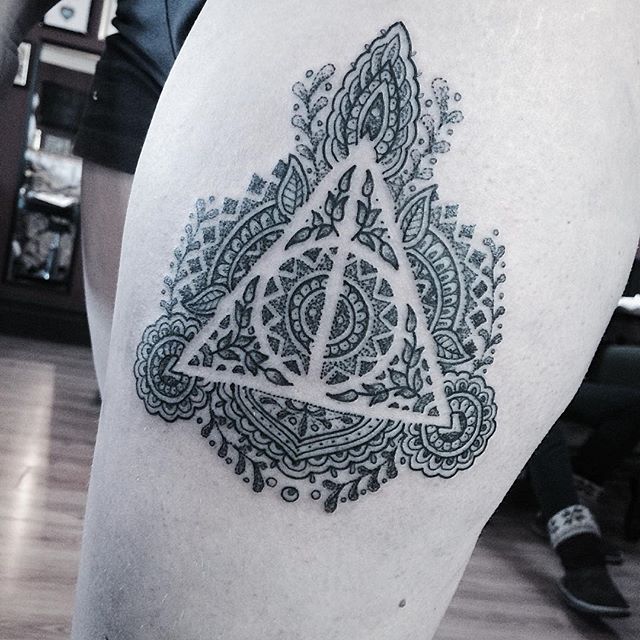 Harry Potter's Deathly Hallows tattoo on the wrist