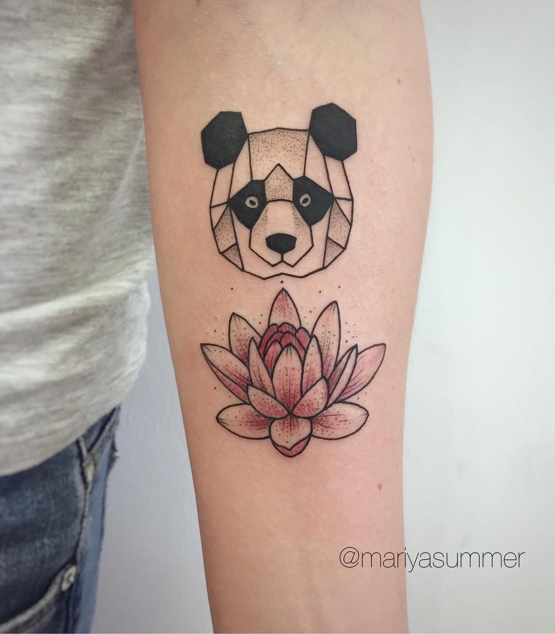 Panda lotus flower tattoo