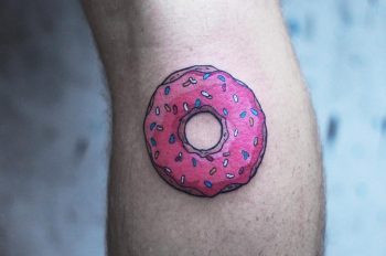 Pink doughnut tattoo by yuni