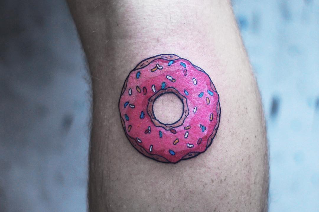 Pink doughnut tattoo by yuni