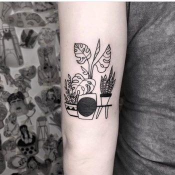 Plants in pots tattoo by dorca borca