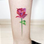 Red polygonal rose tattoo