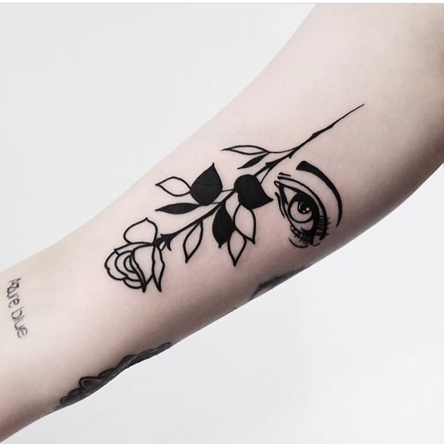 Rose and eye tattoo by jonas