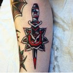 Rose dagger tattoo by theclam tattoos