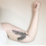 Rosemary twig tattoo on the bicep