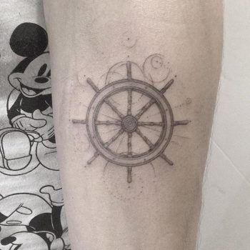 Ship wheel tattoo by lindsay april