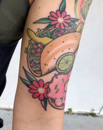 Taco and doughnut tattoo