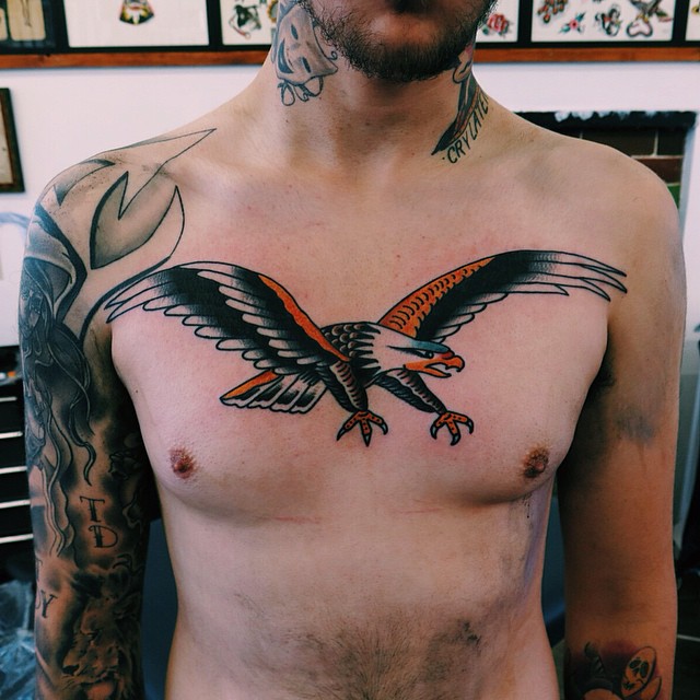 American traditional eagle done by Jeffrey at Howdy Tattoo in St. Louis,  MO. : r/traditionaltattoos