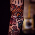 Traditional fox head tattoo