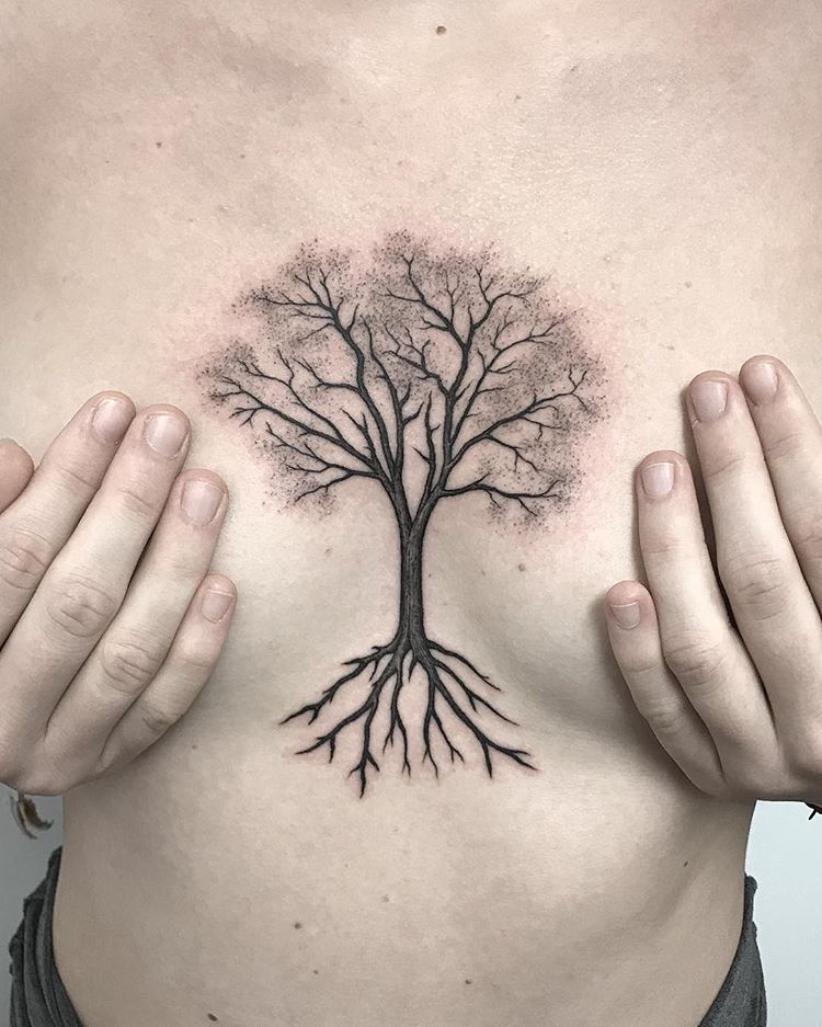 Tree with roots tattoo