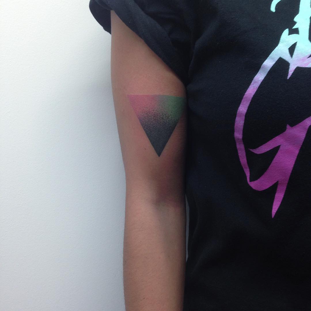 Triple colorful triangle tattoo