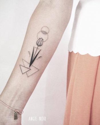 Tulip and geoemtric shapes tattoo by angie noir