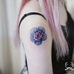 Watercolor blue rose tattoo
