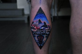 Wintry landscape tattoo