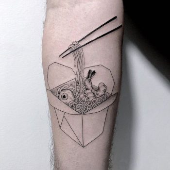 Wok with an eyeball tattoo