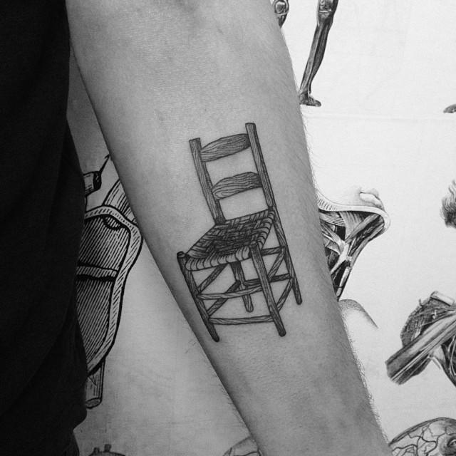 Wooden chair tattoo