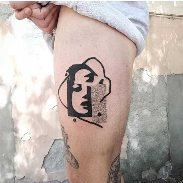 Abstract face tattoo by volkov scvt