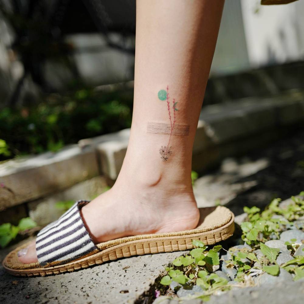 Abstract tattoo on the ankle