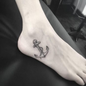 Anchor tattoo on the right foot