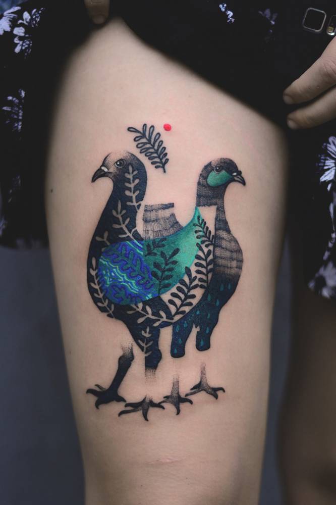 Beautiful birds tattoo by joanna Świrska