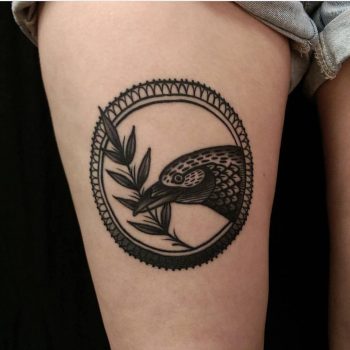 Bird with a branch by ethan jones