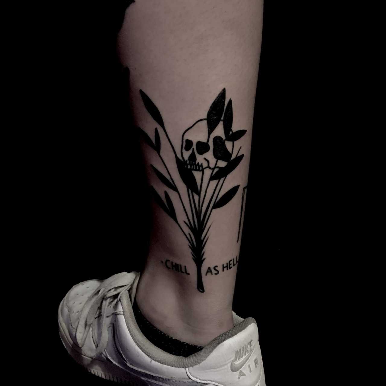 Black flower bouquet tattoo by berkin donmezz