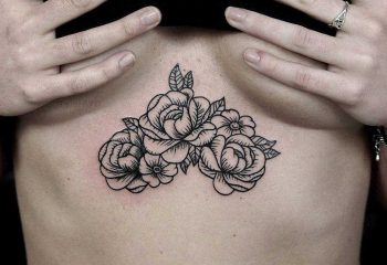 Blackwork peony tattoo