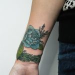 Blue rose and lavender tattoo