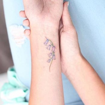 Bluebell flower tattoo on the wrist