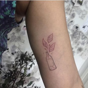 Bottle with leaves
