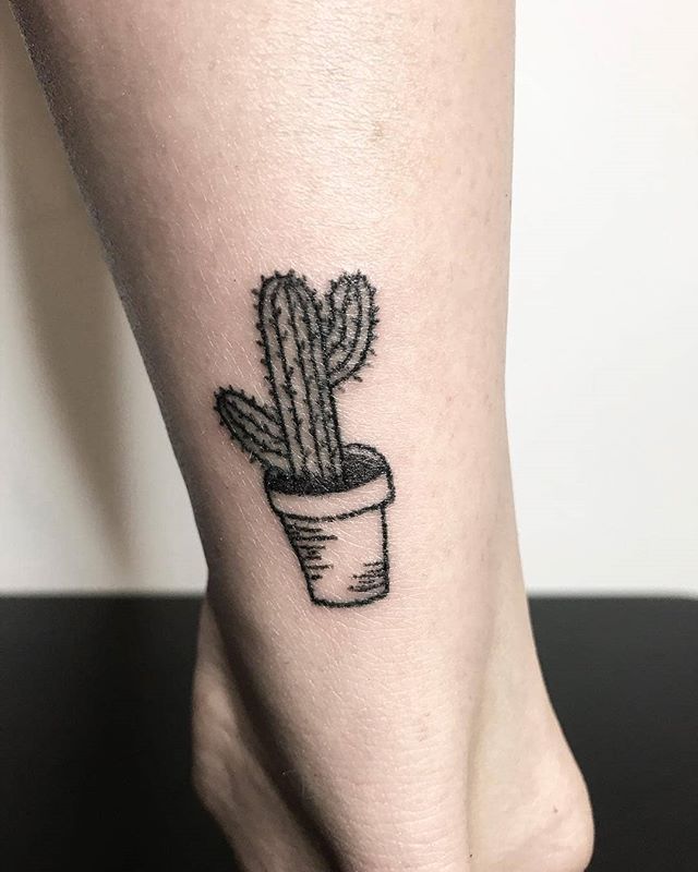 Cactus tattoo by lisa pokes