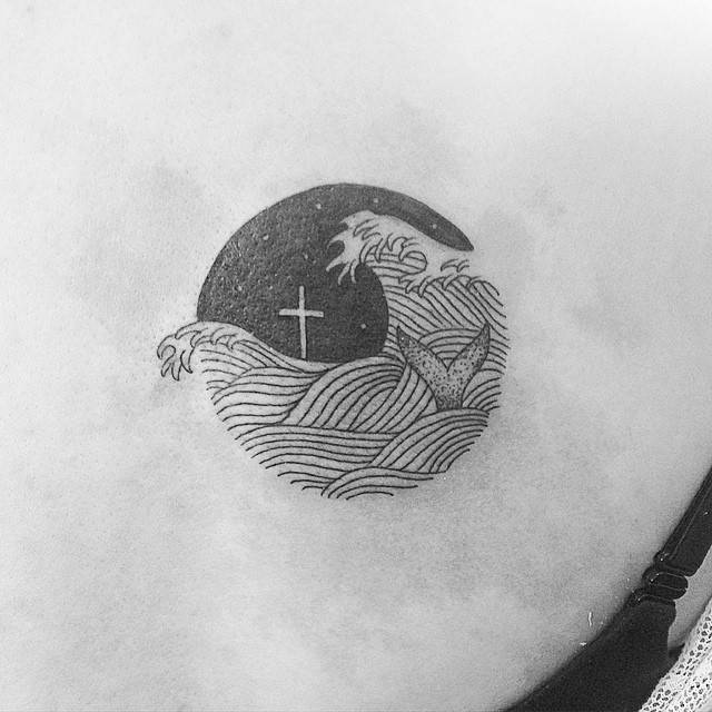 Circle wave tattoo on the back