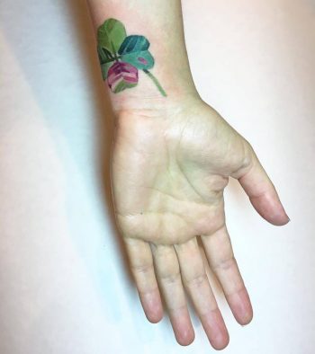 Colorful clover leaf tattoo