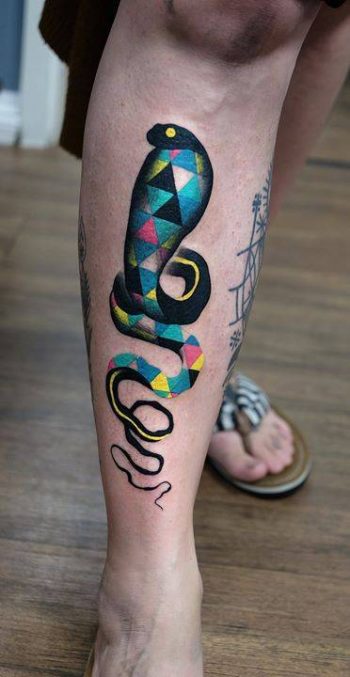 Colorful cobra tattoo by aleksy marcinów