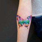 Colorful hexagon butterfly tattoo