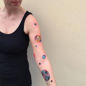 Colorful planets tattoo by ondrash ondřej konupčík