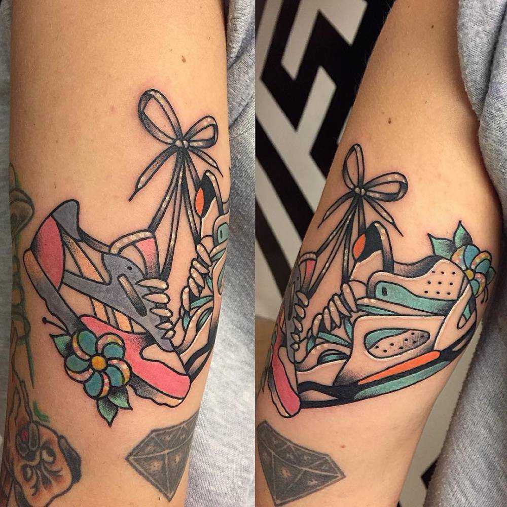 Colorful sneakers tattoo