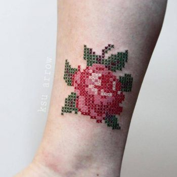 Cross stitch heart tattoo by ksu arrow
