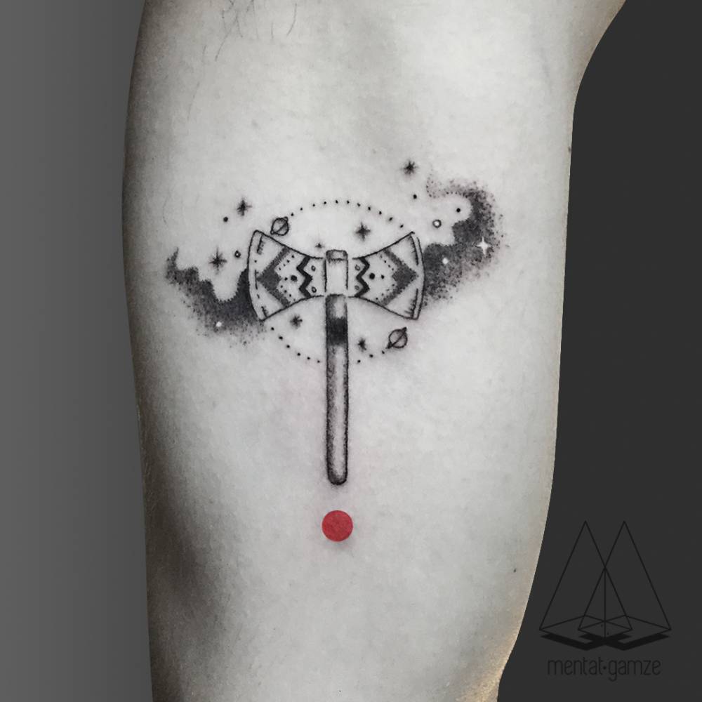 Double axe tattoo by mentat gamze