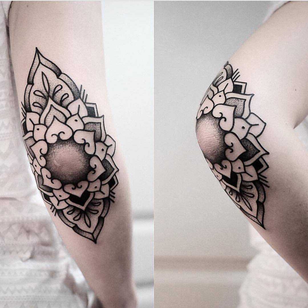 Elbow mandala tattoo by jonas ribeiro