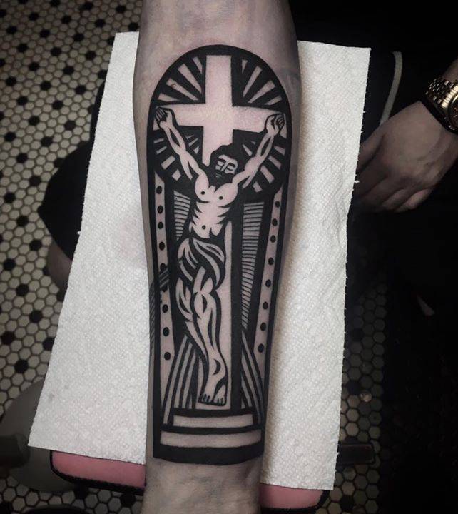 Ex libris style jesus christ tattoo
