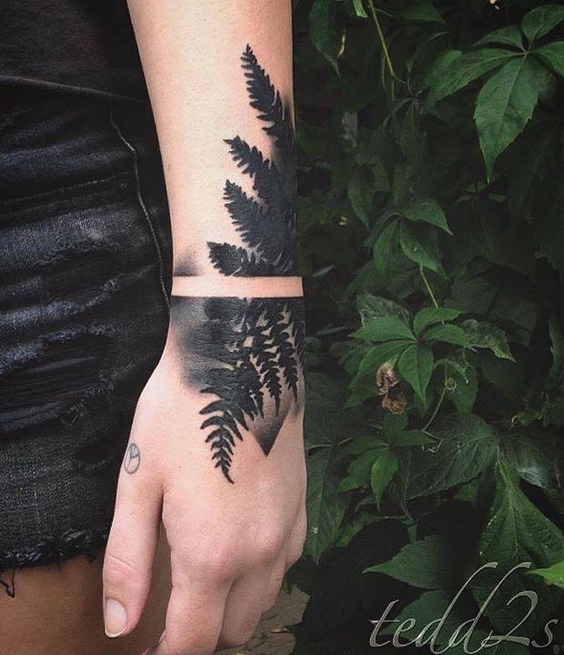Fern leaf tattoo by tedd hucks