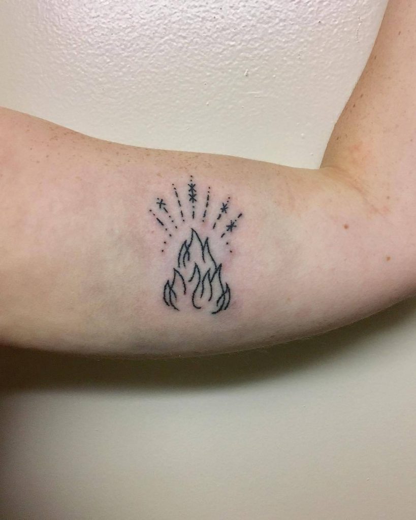 Fire tattoo on the bicep