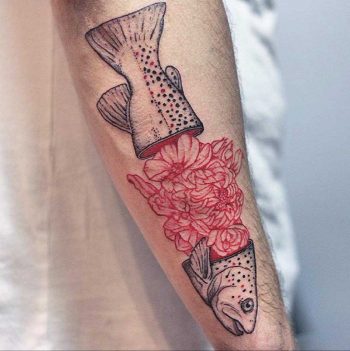 Floral filet tattoo by lindsay april