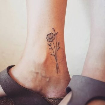Flower and name ankle tattoo - Tattoogrid.net