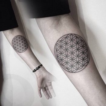 Flower of life tattoo on the inner forearm